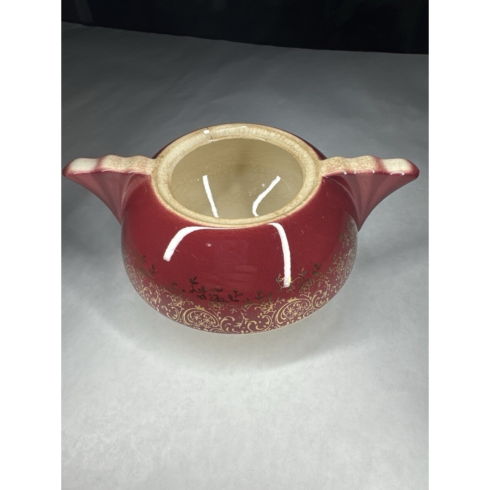 Vintage Homer Laughlin Lady Stratford Eggshell Nautilus Creamer Burgundy W/ 24k